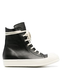 Baskets montantes en cuir noires et blanches Rick Owens