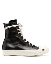 Baskets montantes en cuir noires et blanches Rick Owens