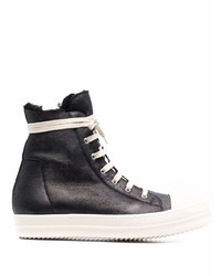 Baskets montantes en cuir noires et blanches Rick Owens