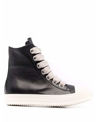 Baskets montantes en cuir noires et blanches Rick Owens