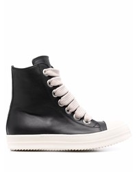 Baskets montantes en cuir noires et blanches Rick Owens