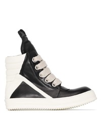 Baskets montantes en cuir noires et blanches Rick Owens