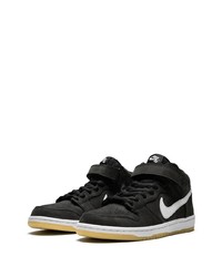 Baskets montantes en cuir noires et blanches Nike