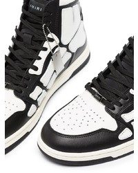 Baskets montantes en cuir noires et blanches Amiri