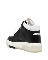 Baskets montantes en cuir noires et blanches Amiri