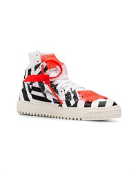 Baskets montantes en cuir noires et blanches Off-White