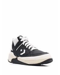 Baskets montantes en cuir noires et blanches Converse