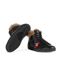 Baskets montantes en cuir noires Gucci