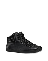 Baskets montantes en cuir noires Gucci