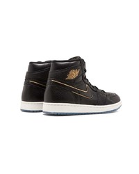 Baskets montantes en cuir noires Jordan