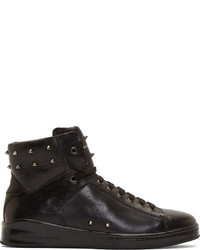 Baskets montantes en cuir noires Alexander McQueen