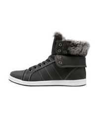 Baskets montantes en cuir noires Anna Field