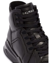 Baskets montantes en cuir noires Balmain