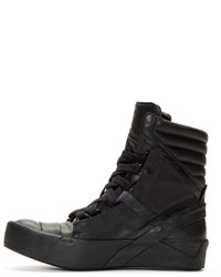 Baskets montantes en cuir noires Boris Bidjan Saberi