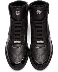 Baskets montantes en cuir noires Versace