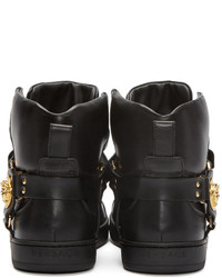 Baskets montantes en cuir noires Versace