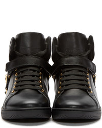 Baskets montantes en cuir noires Versace