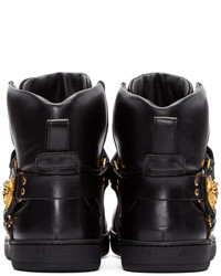 Baskets montantes en cuir noires Versace