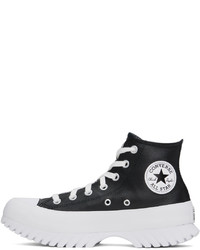 Baskets montantes en cuir noires Converse