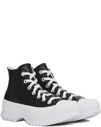 Baskets montantes en cuir noires Converse