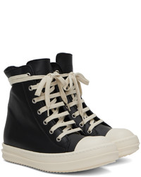 Baskets montantes en cuir noires Rick Owens