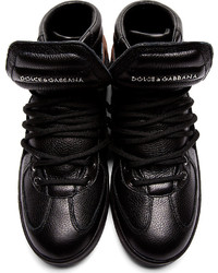 Baskets montantes en cuir noires Dolce & Gabbana