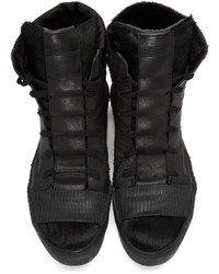 Baskets montantes en cuir noires Boris Bidjan Saberi