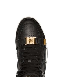 Baskets montantes en cuir noires Versace