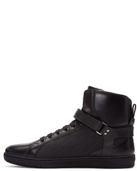 Baskets montantes en cuir noires Versace