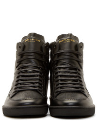 Baskets montantes en cuir noires Saint Laurent