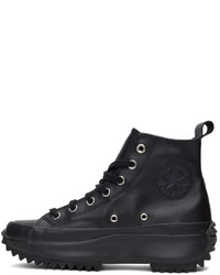 Baskets montantes en cuir noires Converse