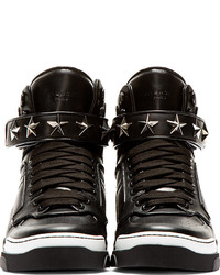 Baskets montantes en cuir noires Givenchy