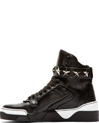 Baskets montantes en cuir noires Givenchy