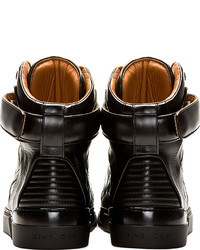 Baskets montantes en cuir noires Givenchy