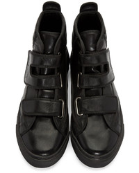 Baskets montantes en cuir noires Raf Simons