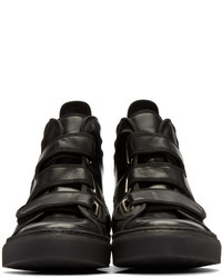 Baskets montantes en cuir noires Raf Simons