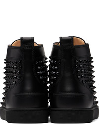 Baskets montantes en cuir noires Christian Louboutin