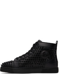 Baskets montantes en cuir noires Christian Louboutin