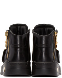 Baskets montantes en cuir noires Versace