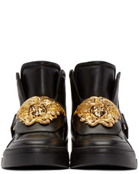 Baskets montantes en cuir noires Versace