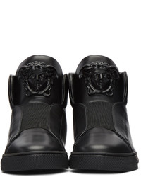 Baskets montantes en cuir noires Versace