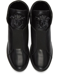 Baskets montantes en cuir noires Versace