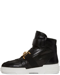 Baskets montantes en cuir noires Versace