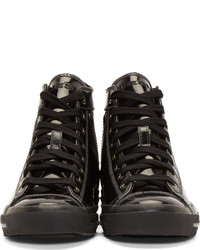 Baskets montantes en cuir noires Diesel