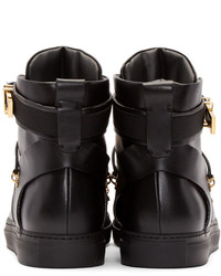 Baskets montantes en cuir noires Versace