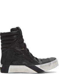 Baskets montantes en cuir noires Boris Bidjan Saberi