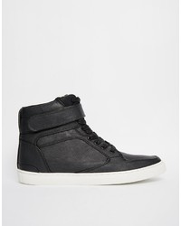 Baskets montantes en cuir noires Asos