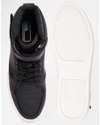 Baskets montantes en cuir noires Asos