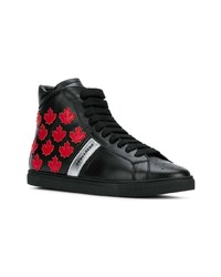 Baskets montantes en cuir noires DSQUARED2