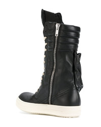 Baskets montantes en cuir noires Rick Owens